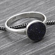 Blue Sunstone Stone Handcrafted Valentine Band Ring Jewelry Size 7 925 Silver