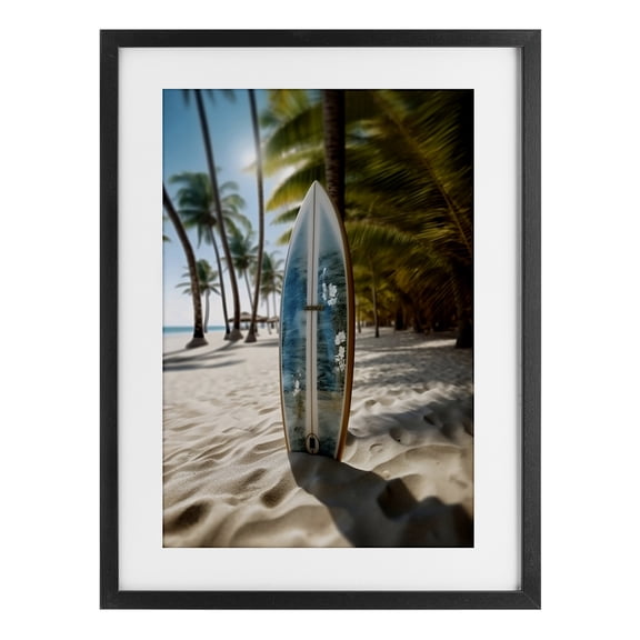Stupell Industries Blue Surfboard Coastal Blur Black Framed Print Under Glass, design by LSR Design Studio, 20 x 14
