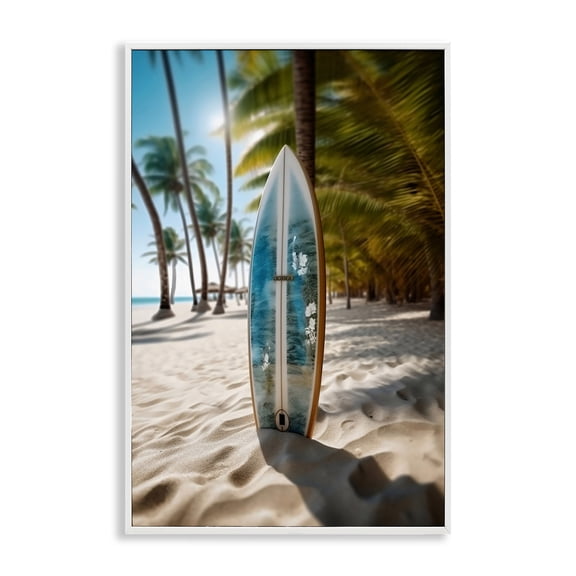 Stupell Industries Blue Surfboard Coastal Blur White Framed Giclee Art, design by LSR Design Studio, 30 x 20