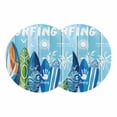 thumbnail image 1 of Blue Surfboard Round 13 Inch Placemats Set of 2, Summer Beach Tropical Coconut Tree Wooden HeatResistant Non Slip Place Mats for Dining Table, Wipeable Braided Kitchen Table Mats for Housewarming, 1 of 9