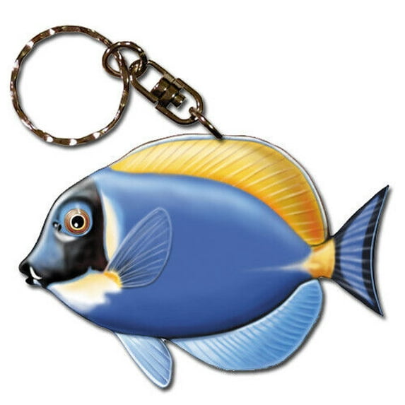Blue Surgeonfish Keychain, Souvenir Key Holder, Fish Charm Tag, Pet Key Rings Craft Ornaments, Wooden Die-Cut