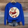 thumbnail image 1 of Blue Sweaters for Women Christmas Sweatshirts for Women Retro Santa Graphic Long Sleeve Shirt Xmas Pullover Tops Womens Fall Fashion Must Haves, 1 of 4