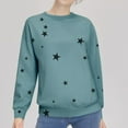 thumbnail image 1 of Blue Sweaters for Women Ladies Loose Large Long Sleeved T Shirt Star Printed Sweater Womens Fall Fashion 2025, 1 of 2