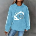 thumbnail image 1 of Blue Sweaters for Women's Rugby Print Fashionable Hooded Sweatshirt Womens Fall Fashion 2025, 1 of 4