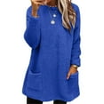thumbnail image 1 of Blue Sweaters for Womens Winter Coat Loose Wool Jacket Long Sleeved Jumper with Pockets Womens Fall Fashion 2025, 1 of 5