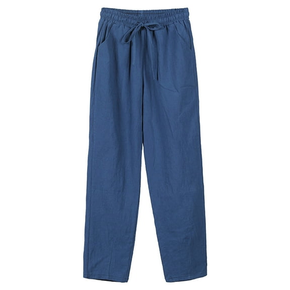Blue Sweatpants Women Summer High Waisted Palazzo Pants Wide Leg Long Pant Trousers with Pocket