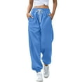 thumbnail image 1 of Blue Sweatpants Women's Bottom Sweatpants Joggers Pants Workout High Waisted Yoga Pants with Pockets Fashion Clothing, 1 of 5