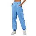 thumbnail image 1 of Blue Workout Leggings Women's Thin High Waisted Loose Sweatpants Comfortable High Waisted Jogging Pants with Pockets Casual Sweatpants Casual Pants Women, 1 of 6