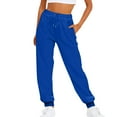 thumbnail image 1 of Blue Sweatpants Womens Solid Color Drawstring Elastic Waist Casual Loose Foot Fleece Sweatpants Womens Trousers, 1 of 5