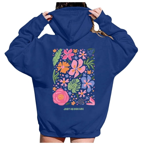 Blue Sweatshirt for Women Letter Graphic Print Hoodies for Women New York Oversized Long Sleeve Casual Drawstring Fall Pullover Sweatshirt Tops Women Fall Clothes