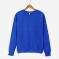 thumbnail image 1 of Blue Sweatshirt for Women Solid Color Round Neck Oversized Sweatshirt Loose Fit Long Sleeve Light Sweatshirt Loose Blouse Fall Outfits Trendy, 1 of 6