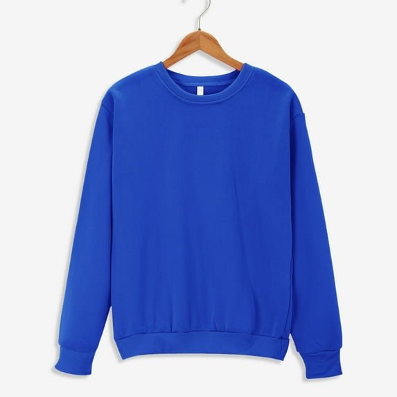 Blue Sweatshirt for Women Solid Color Round Neck Oversized Sweatshirt Loose Fit Long Sleeve Light Sweatshirt Loose Blouse Fall Outfits Trendy
