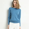 thumbnail image 1 of Blue Sweatshirt for Women's New Round Neck Long Sleeve Loose Pullover Solid Knit Bottom Shirt Women Fall Clothes, 1 of 5