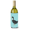 thumbnail image 1 of Blue Swedish Duck Blue Check Wine Bottle Beverge Insulator Hugger, 1 of 1