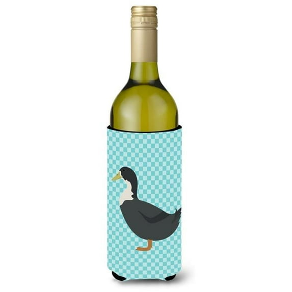 Blue Swedish Duck Blue Check Wine Bottle Beverge Insulator Hugger