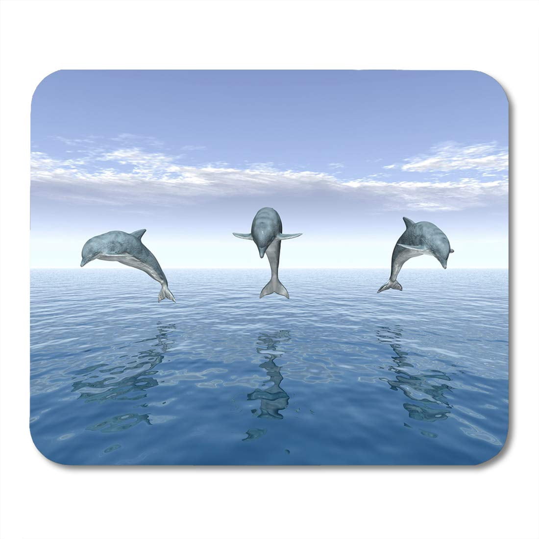 Blue Swimming Jumping Dolphins Computer Generated 3D Whale Mousepad ...