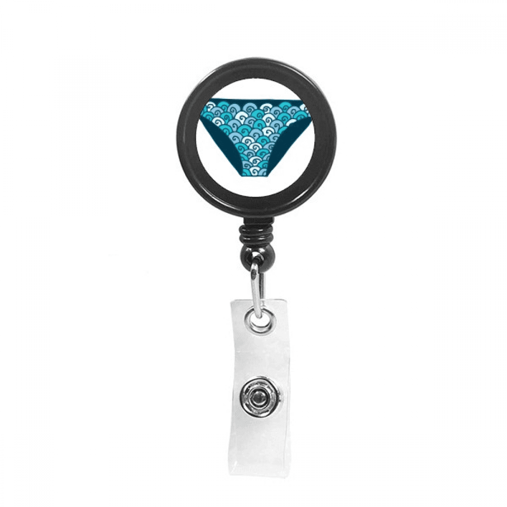 Blue Swimng Trunks Illustration Pattern Retractable Keychain Badge Holder ID Badge