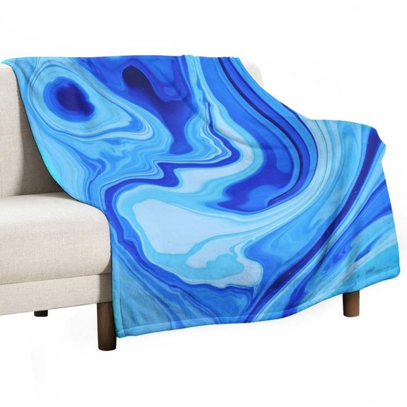 Blue Swirl Abstract Art Blanket Soft Cozy Flannel Blanket for man women