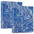 thumbnail image 1 of Blue Swirl Pattern 12.4x10.6in PVC Round Ring Binders, 2-Pack, D-Ring 3-Hole, Metal Clip, 1 of 10