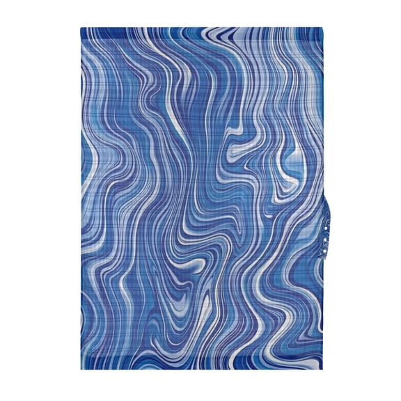 Blue Swirl Pattern Door Curtain 25x40in Privacy Mesh with UV Protection Tie Back Rod Pockets