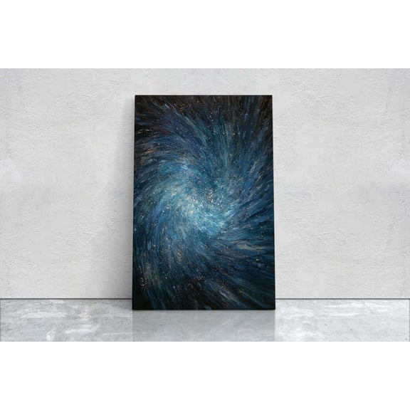 Blue Swirl Starry Galaxy Canvas Print, Deep Space Nebula Astronomy Wall Art, Poster Only