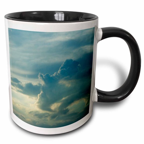 3drose, Blue Swirling Clouds, 11oz Two-tone Black Mug