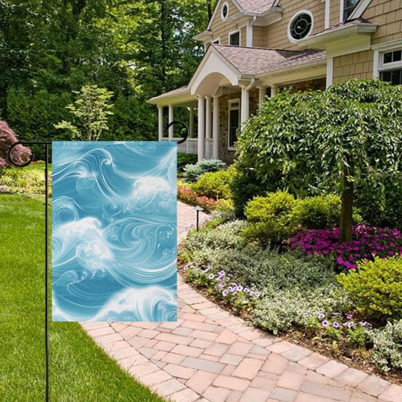 Blue Swirling Waves Garden Flag 12x18 inch Double Sided Outside Yard Decorations for Home Outdoor