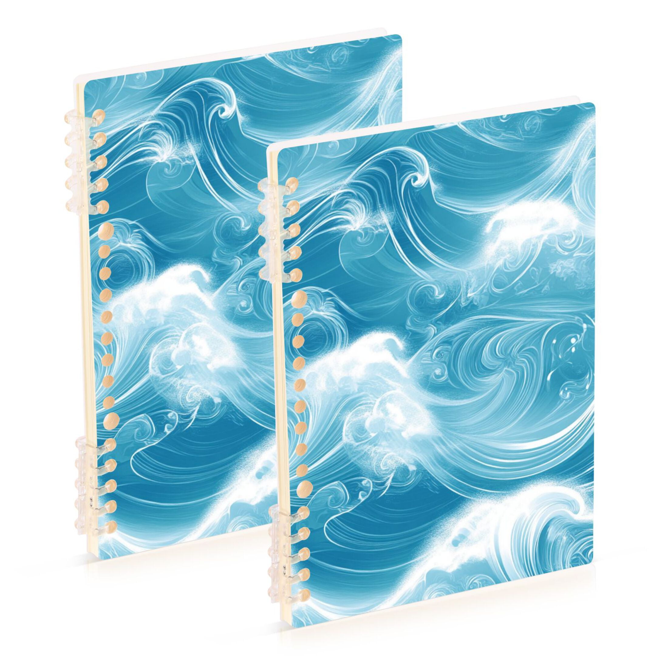 Blue Swirling Waves Lined Spiral Journal Notebook 60 Pages A5 College ...