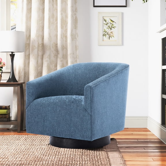 Blue Swivel Lounge Chair - 22.75"w Seat, Comfortable With Plywood 33" Package Width, 59 Lb Weight