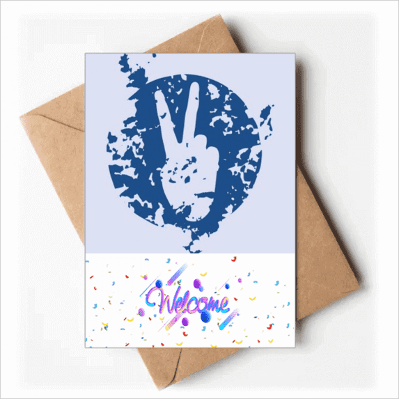 Blue Symbol Victory Design Illustration Pattern Welcome Back Greeting Cards Envelopes Blank