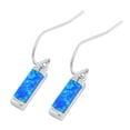 thumbnail image 1 of Blue Synthetic Opal Dangling Bar Fishhook Earring Sterling Silver, 1 of 2