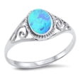 thumbnail image 1 of Blue Synthetic Opal Filigree Wavy Ring Sterling Silver Size 7, 1 of 3