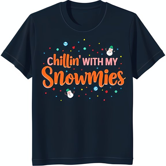 Blue T-Shirt 'Chillin' with my Snowmies' Design with Snowmen