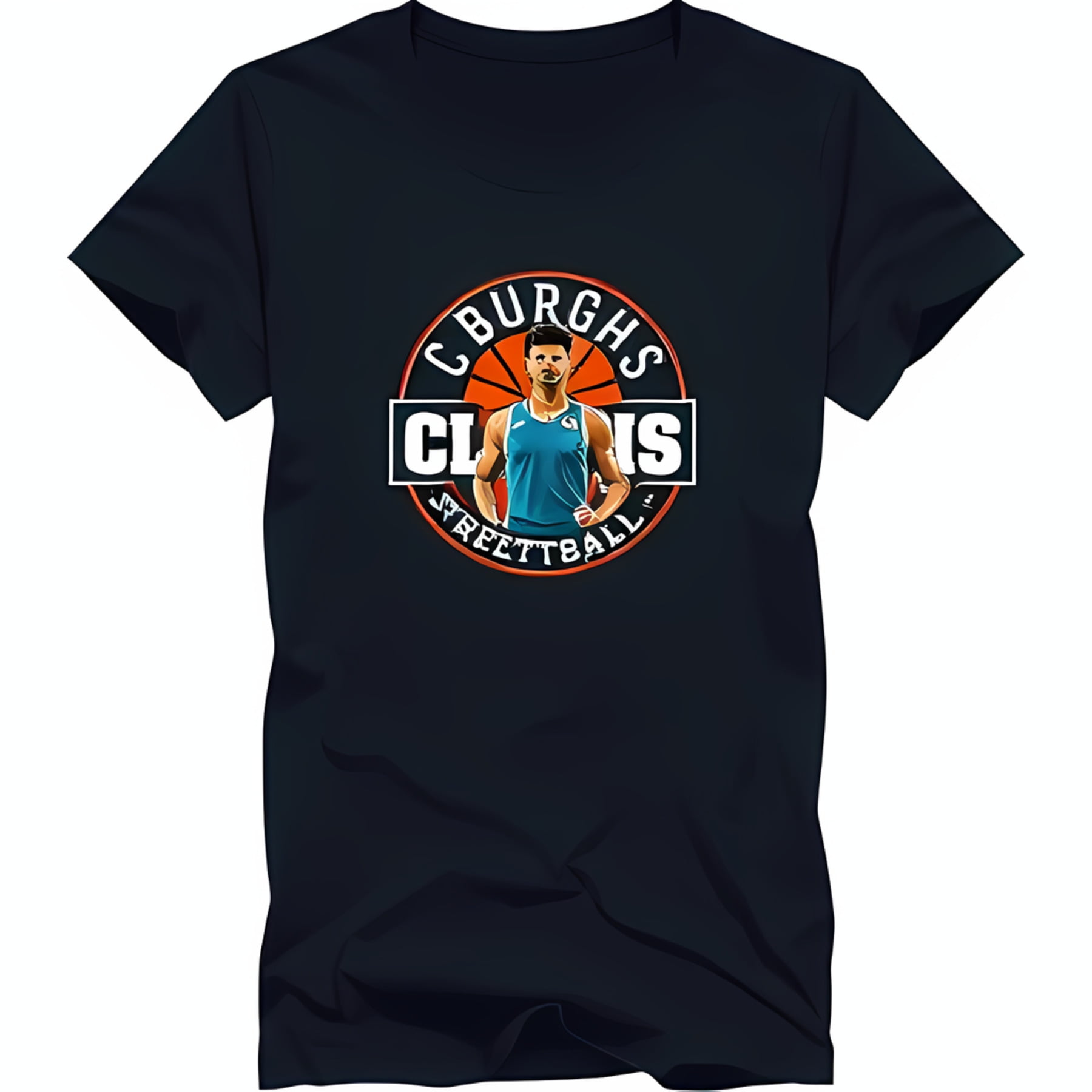 Blue TShirt with Bold Player Graphic C BURGHS Design