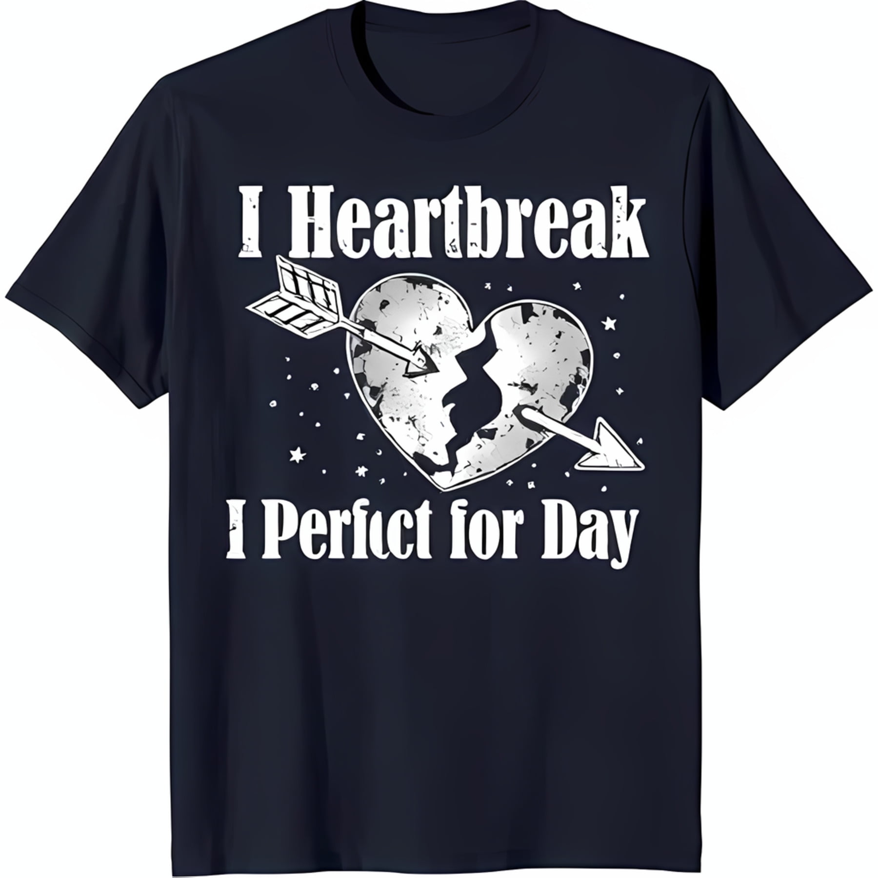 Blue TShirt with Broken Heart and Arrow Design 'I Heartbreak I for Day
