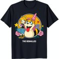 thumbnail image 1 of Blue T-Shirt with Cartoon Animal & Flower Design 'THE REBAILLES', 1 of 5
