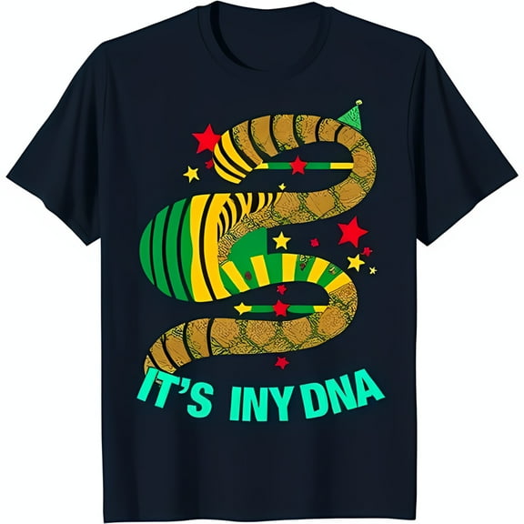 Blue T-Shirt with Colorful Snake in Party Hat & Fun Text