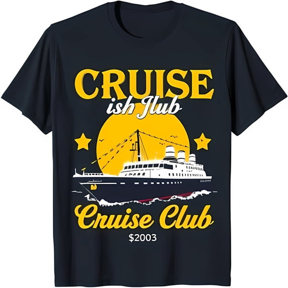 Blue T-Shirt with 'Cruise Club' Design Cruise Ship Graphic & $2003