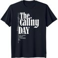 thumbnail image 1 of Blue T-Shirt with 'The Calling Day' Graphic Design Vintage Look, 1 of 5