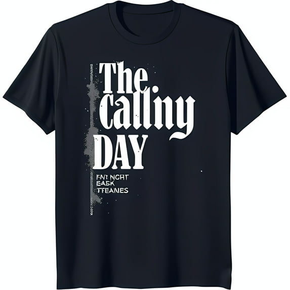Blue T-Shirt with 'The Calling Day' Graphic Design Vintage Look