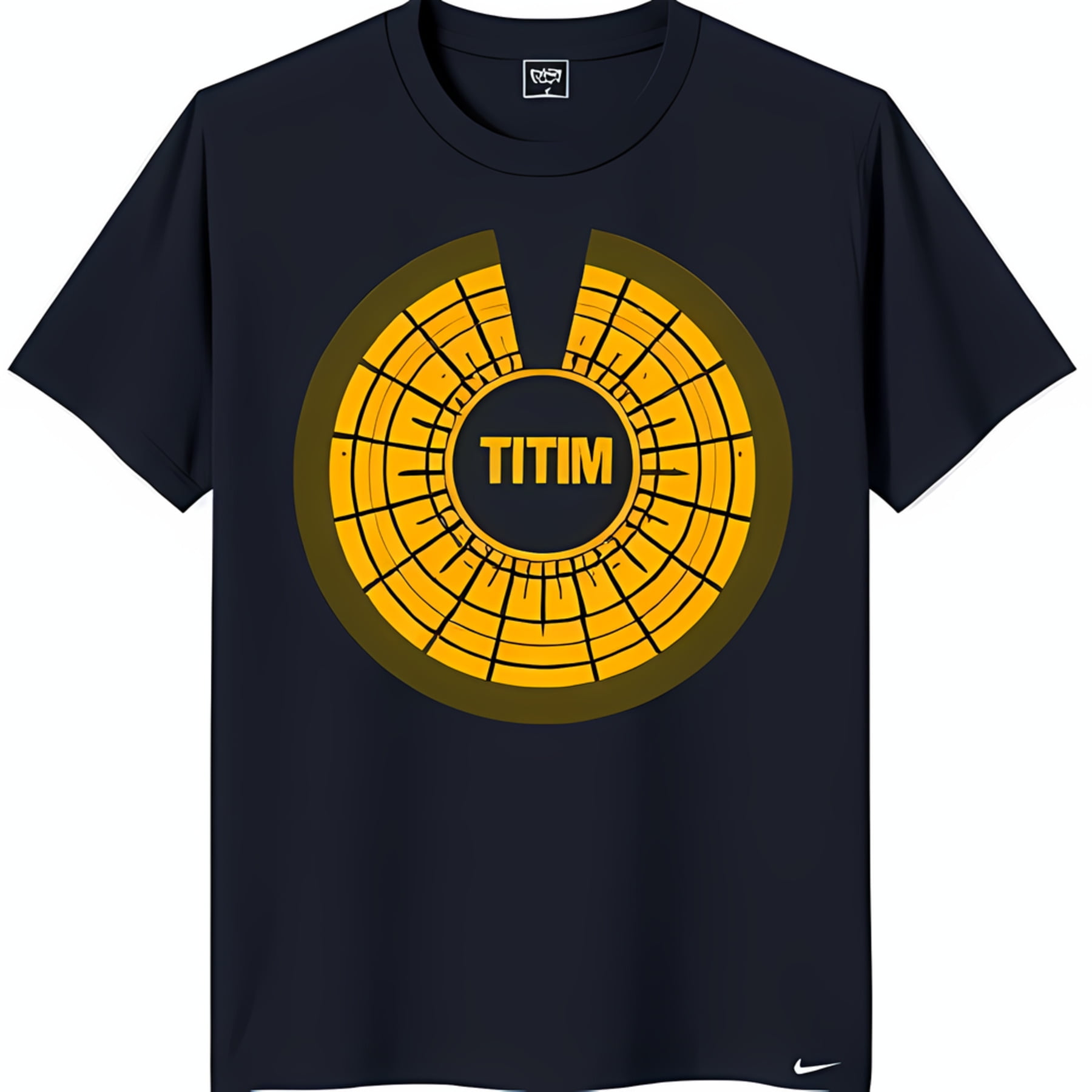 Blue TShirt with Unique Clock Face Graphic Design & 'TITIM' Text