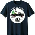 Blue TShirt with White Circle Black Pickup Truck & Cacti Design 'I Ain