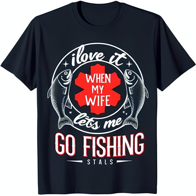 Blue TShirt with White Circle Graphic & Red Symbol 'I Love It When My