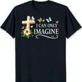 Blue TShirt with and 'I Can Only Imagine' Design Surrounded by Flowers