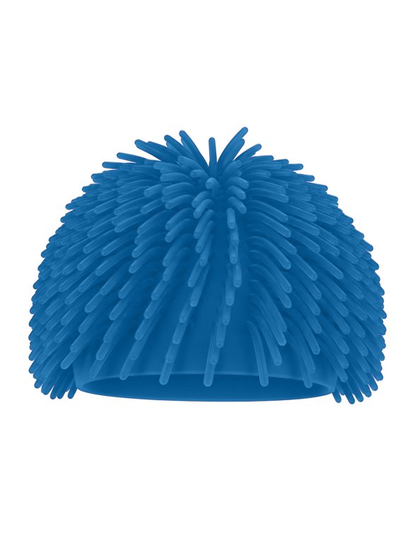 Blue TPR Soft Spiky Wig Hat, Fuzzy Rubber Long Hair Head Cover, Novelty Funny Pom Pom Wig Cap for Party Cosplay Photo Booth Props