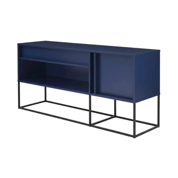 Blue TV Stand for 65-Inch TVs with LED Lighting and Engineered Wood Material