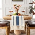 thumbnail image 1 of Blue Table Runner 72 inches Long Boho Macrame Table Runner for Home Decor, Farmhouse Table Runners with Tassels for Party Bohemian Rustic Bridal Shower Dining Decor 12x72 inches, 1 of 7