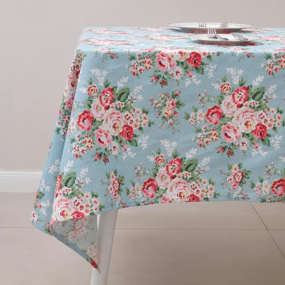 Blue Tablecloth, Heavy Duty Table Cloth Rectangle Table, Wrinkle Free Anti-Fading Floral Table Cover for Kitchen Dining Room Picnic Wedding, Indoor Outdoor (57"x72")