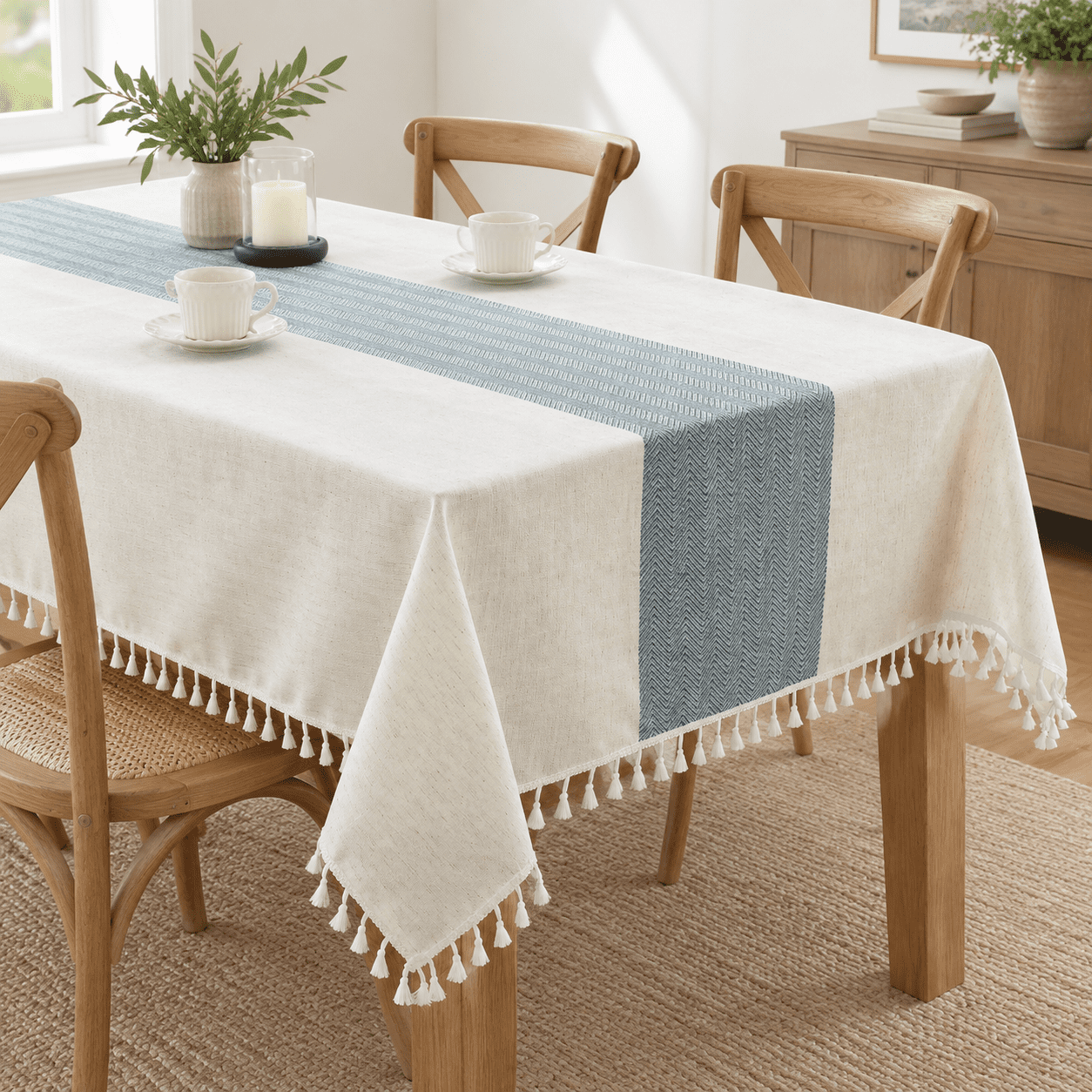 Sum Gear Blue Tablecloth Rectangle 55 X 120 Inch Waterproof Fade Resistant Table ...