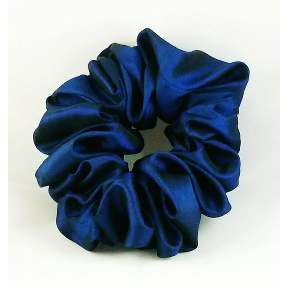 Blue Taffeta Hair Scrunchy- Jumbo Size - Made in the USA. 3 Month Warranty
